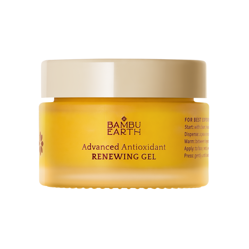 Advanced Antioxidant Renewing Gel, 1 oz frosted glass jar.