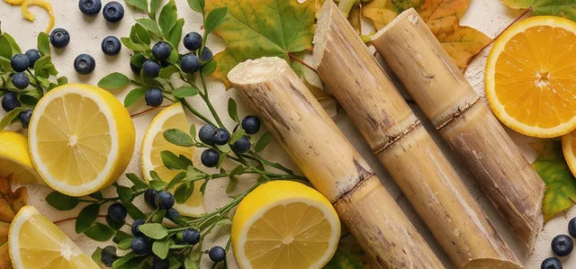 Bilberry, lemon, orange, sugar cane and sugar maple botanical extract sources