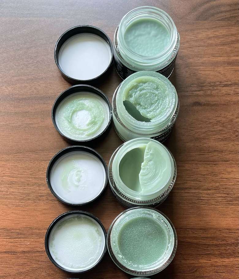 Open jars of Cactus Moisturizer, each with a different surface texture