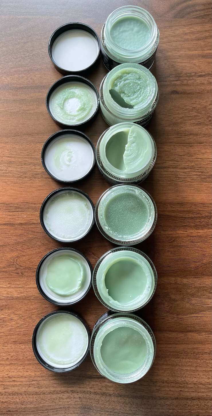 Open jars of Cactus Moisturizer, each with a different surface texture